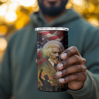 Frederick Douglass 4 in 1 Can Cooler Tumbler American Flag Background Powerful Quote Build Strong Children Civil Rights Tribute - Wonder Print Shop