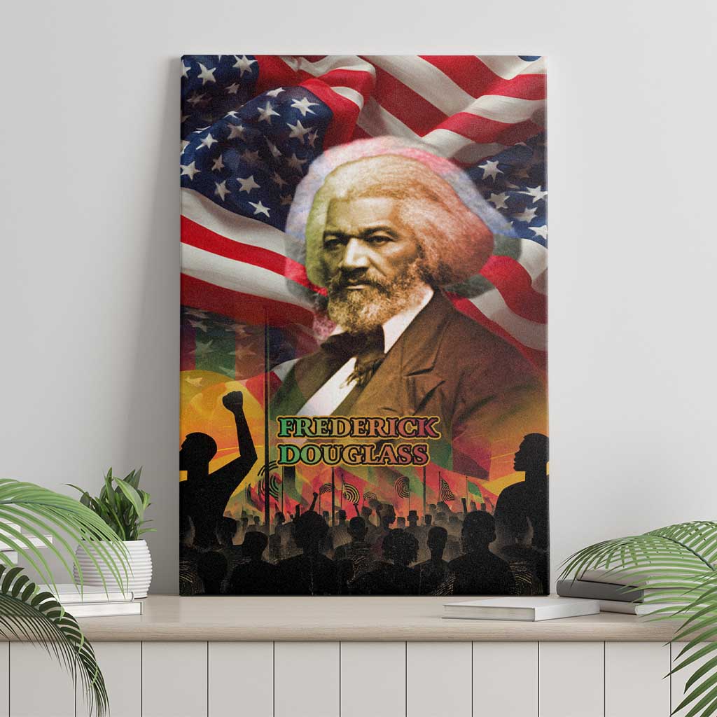 Frederick Douglass Canvas Wall Art American Flag Background Powerful Quote Build Strong Children Civil Rights Tribute - Wonder Print Shop