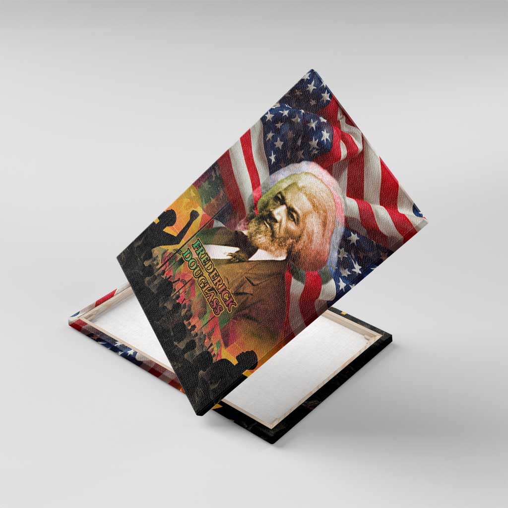 Frederick Douglass Canvas Wall Art American Flag Background Powerful Quote Build Strong Children Civil Rights Tribute - Wonder Print Shop