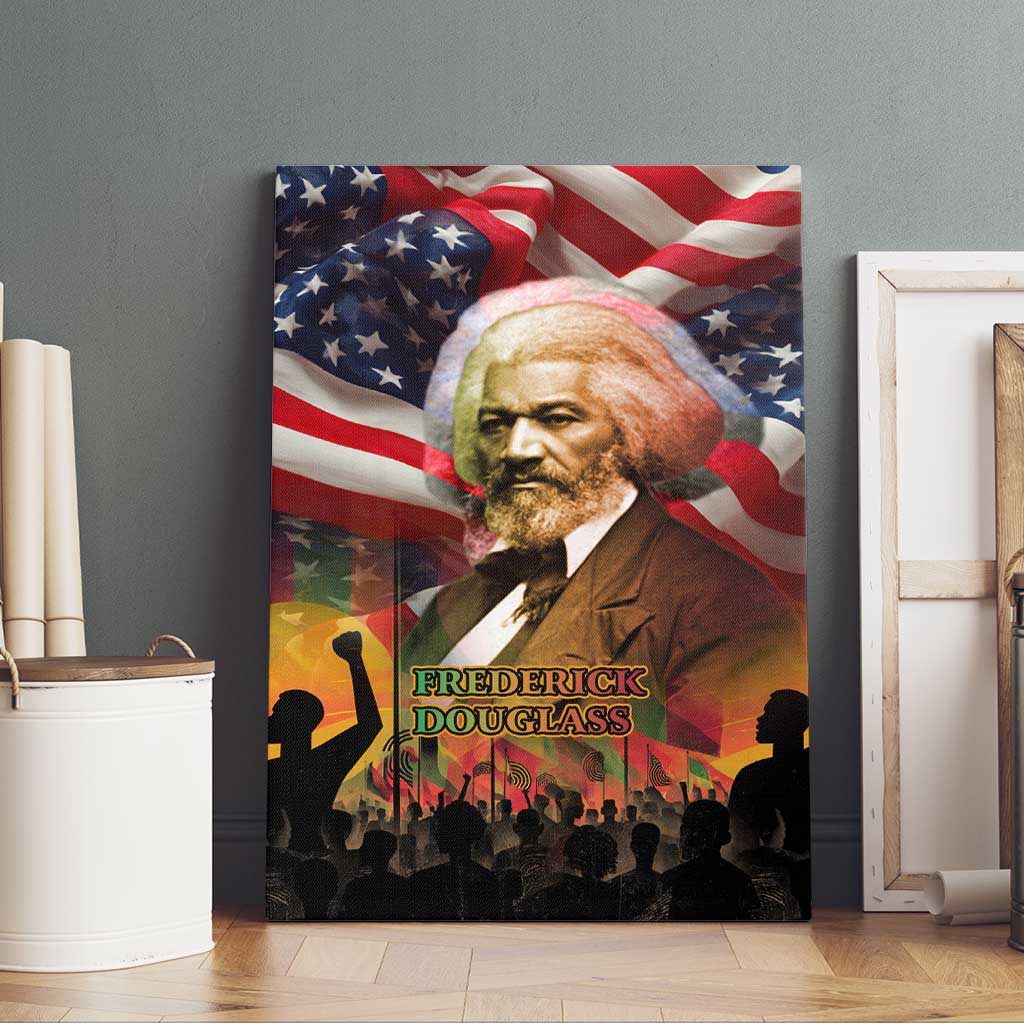 Frederick Douglass Canvas Wall Art American Flag Background Powerful Quote Build Strong Children Civil Rights Tribute - Wonder Print Shop