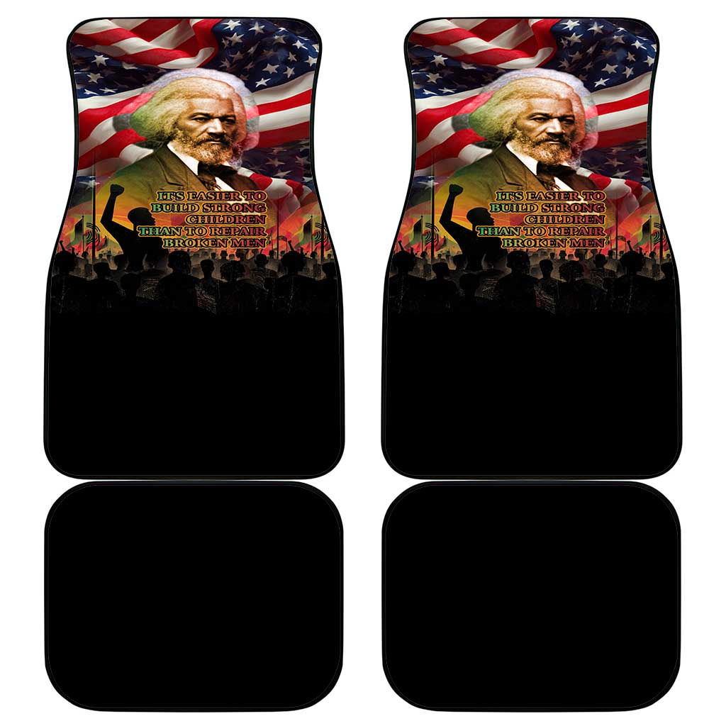 Frederick Douglass Car Mats American Flag Background Powerful Quote Build Strong Children Civil Rights Tribute - Wonder Print Shop