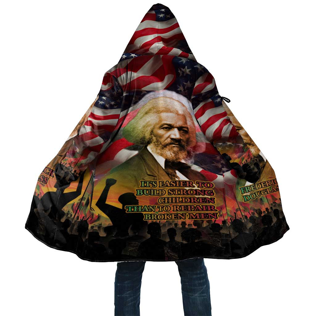 Frederick Douglass Cloak American Flag Background Powerful Quote Build Strong Children Civil Rights Tribute - Wonder Print Shop