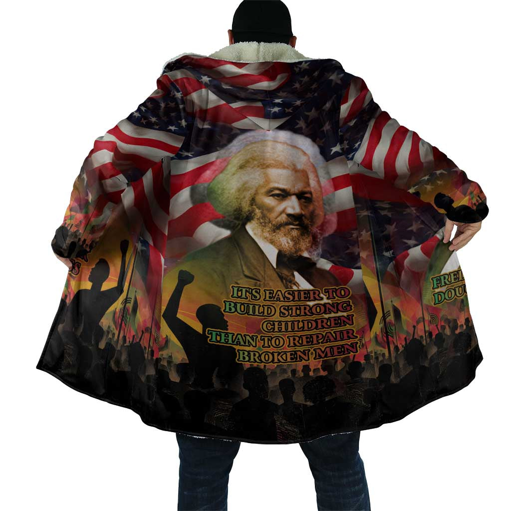 Frederick Douglass Cloak American Flag Background Powerful Quote Build Strong Children Civil Rights Tribute - Wonder Print Shop