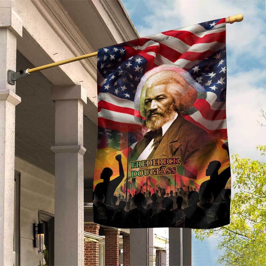 Frederick Douglass Garden Flag American Flag Background Powerful Quote Build Strong Children Civil Rights Tribute - Wonder Print Shop