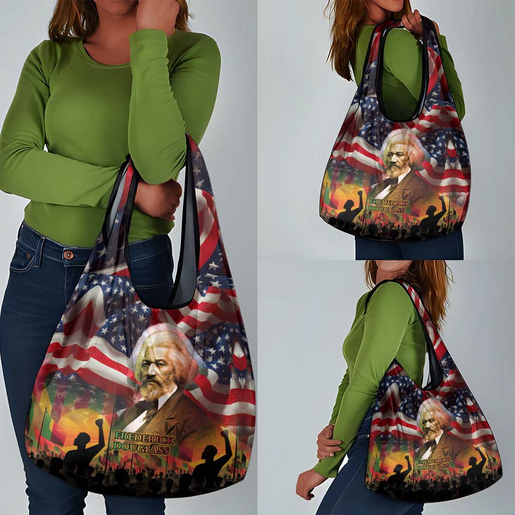 Frederick Douglass Grocery Bag American Flag Background Powerful Quote Build Strong Children Civil Rights Tribute - Wonder Print Shop