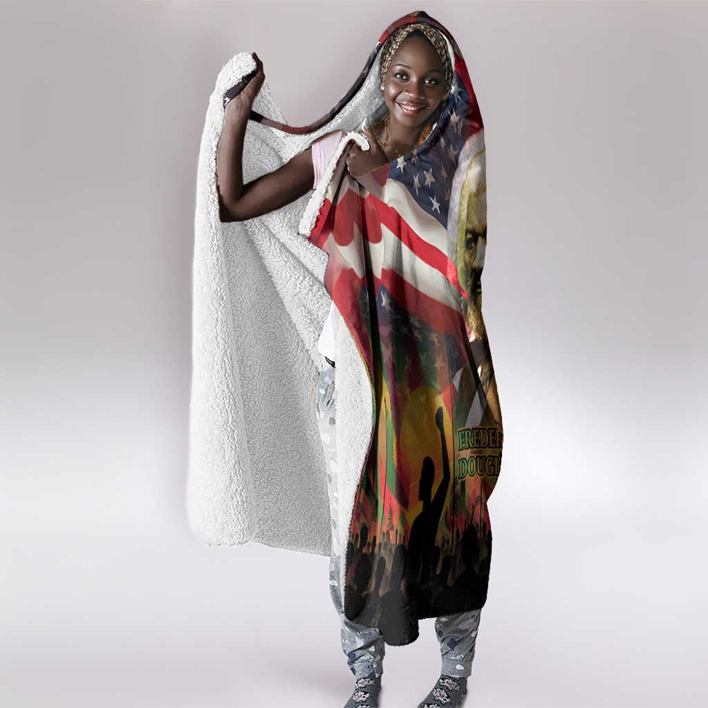 Frederick Douglass Hooded Blanket American Flag Background Powerful Quote Build Strong Children Civil Rights Tribute - Wonder Print Shop