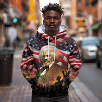 Frederick Douglass Hoodie American Flag Background Powerful Quote Build Strong Children Civil Rights Tribute - Wonder Print Shop