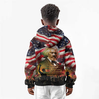 Frederick Douglass Kid Hoodie American Flag Background Powerful Quote Build Strong Children Civil Rights Tribute - Wonder Print Shop