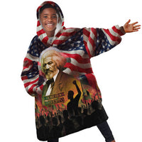 Frederick Douglass Kid Wearable Blanket Hoodie American Flag Background Powerful Quote Build Strong Children Civil Rights Tribute - Wonder Print Shop