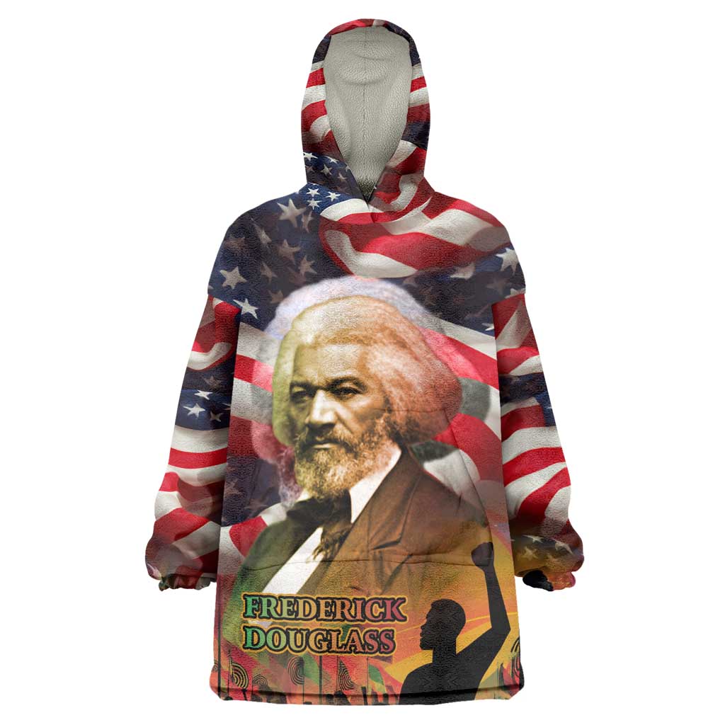 Frederick Douglass Kid Wearable Blanket Hoodie American Flag Background Powerful Quote Build Strong Children Civil Rights Tribute - Wonder Print Shop