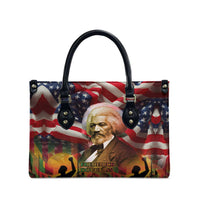 Frederick Douglass Leather Bag American Flag Background Powerful Quote Build Strong Children Civil Rights Tribute - Wonder Print Shop