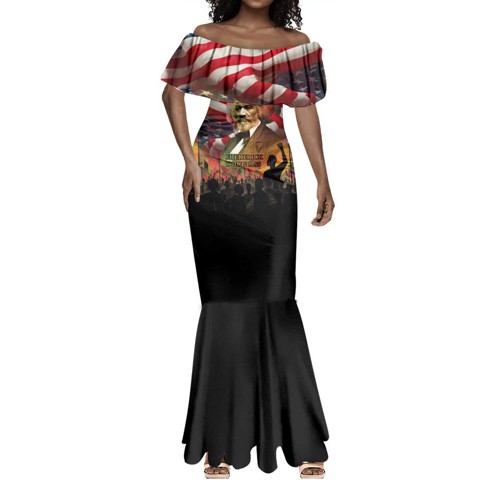 Frederick Douglass Mermaid Dress American Flag Background Powerful Quote Build Strong Children Civil Rights Tribute TS04