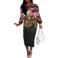Frederick Douglass Off The Shoulder Long Sleeve Dress American Flag Background Powerful Quote Build Strong Children Civil Rights Tribute - Wonder Print Shop
