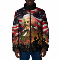 Frederick Douglass Padded Jacket American Flag Background Powerful Quote Build Strong Children Civil Rights Tribute - Wonder Print Shop