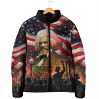 Frederick Douglass Padded Jacket American Flag Background Powerful Quote Build Strong Children Civil Rights Tribute - Wonder Print Shop