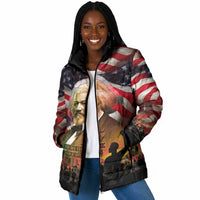 Frederick Douglass Padded Jacket American Flag Background Powerful Quote Build Strong Children Civil Rights Tribute - Wonder Print Shop