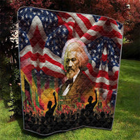 Frederick Douglass Quilt American Flag Background Powerful Quote Build Strong Children Civil Rights Tribute - Wonder Print Shop