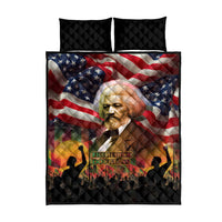 Frederick Douglass Quilt Bed Set American Flag Background Powerful Quote Build Strong Children Civil Rights Tribute - Wonder Print Shop