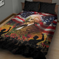 Frederick Douglass Quilt Bed Set American Flag Background Powerful Quote Build Strong Children Civil Rights Tribute - Wonder Print Shop