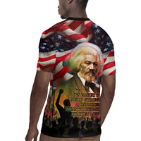 Frederick Douglass Rugby Jersey American Flag Background Powerful Quote Build Strong Children Civil Rights Tribute TS04