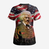 Frederick Douglass Scrub Top American Flag Background Powerful Quote Build Strong Children Civil Rights Tribute - Wonder Print Shop