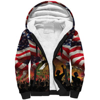 Frederick Douglass Sherpa Hoodie American Flag Background Powerful Quote Build Strong Children Civil Rights Tribute - Wonder Print Shop