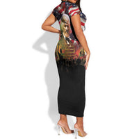 Frederick Douglass Short Sleeve Bodycon Dress American Flag Background Powerful Quote Build Strong Children Civil Rights Tribute TS04