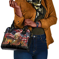 Frederick Douglass Shoulder Handbag American Flag Background Powerful Quote Build Strong Children Civil Rights Tribute - Wonder Print Shop