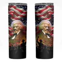 Frederick Douglass Skinny Tumbler American Flag Background Powerful Quote Build Strong Children Civil Rights Tribute - Wonder Print Shop
