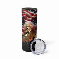 Frederick Douglass Skinny Tumbler American Flag Background Powerful Quote Build Strong Children Civil Rights Tribute - Wonder Print Shop
