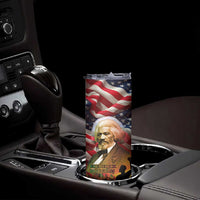 Frederick Douglass Skinny Tumbler American Flag Background Powerful Quote Build Strong Children Civil Rights Tribute - Wonder Print Shop