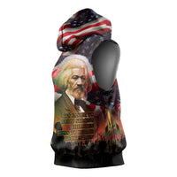 Frederick Douglass Sleeveless Hoodie American Flag Background Powerful Quote Build Strong Children Civil Rights Tribute - Wonder Print Shop
