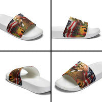 Frederick Douglass Slide Sandals American Flag Background Powerful Quote Build Strong Children Civil Rights Tribute - Wonder Print Shop