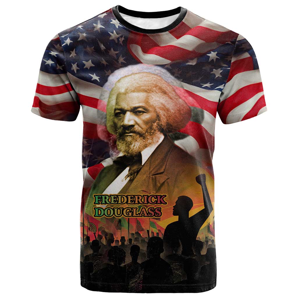 Frederick Douglass T shirt American Flag Background Powerful Quote Build Strong Children Civil Rights Tribute TS04