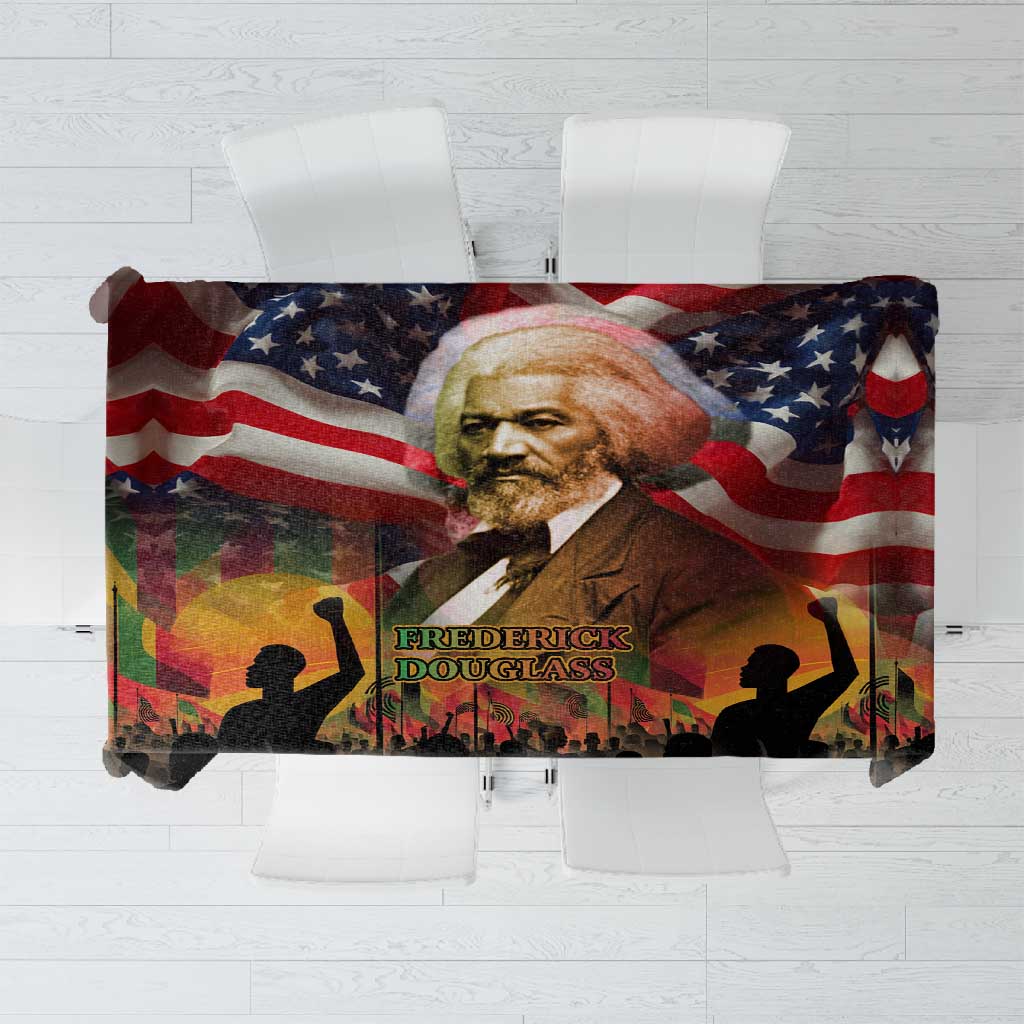 Frederick Douglass Tablecloth American Flag Background Powerful Quote Build Strong Children Civil Rights Tribute - Wonder Print Shop