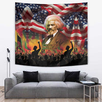 Frederick Douglass Tapestry American Flag Background Powerful Quote Build Strong Children Civil Rights Tribute - Wonder Print Shop