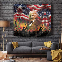 Frederick Douglass Tapestry American Flag Background Powerful Quote Build Strong Children Civil Rights Tribute - Wonder Print Shop