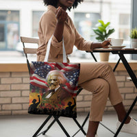 Frederick Douglass Tote Bag American Flag Background Powerful Quote Build Strong Children Civil Rights Tribute - Wonder Print Shop