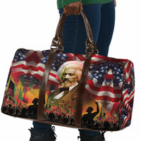 Frederick Douglass Travel Bag American Flag Background Powerful Quote Build Strong Children Civil Rights Tribute - Wonder Print Shop