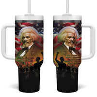 Frederick Douglass Tumbler With Handle American Flag Background Powerful Quote Build Strong Children Civil Rights Tribute - Wonder Print Shop