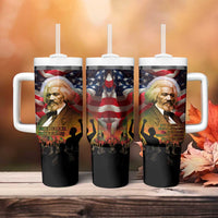 Frederick Douglass Tumbler With Handle American Flag Background Powerful Quote Build Strong Children Civil Rights Tribute - Wonder Print Shop