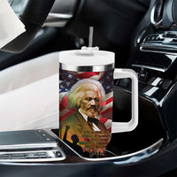 Frederick Douglass Tumbler With Handle American Flag Background Powerful Quote Build Strong Children Civil Rights Tribute - Wonder Print Shop