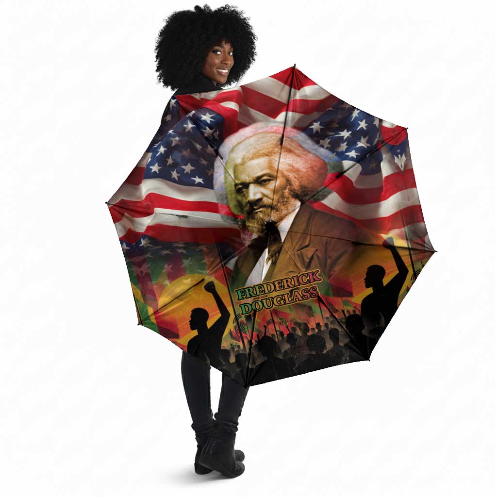 Frederick Douglass Umbrella American Flag Background Powerful Quote Build Strong Children Civil Rights Tribute - Wonder Print Shop