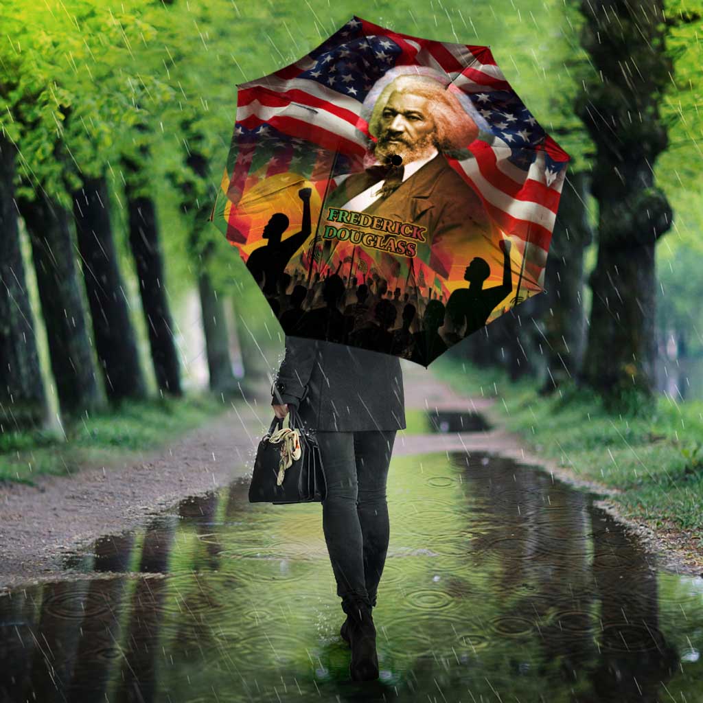 Frederick Douglass Umbrella American Flag Background Powerful Quote Build Strong Children Civil Rights Tribute - Wonder Print Shop