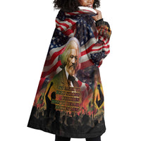 Frederick Douglass Wearable Blanket Hoodie American Flag Background Powerful Quote Build Strong Children Civil Rights Tribute - Wonder Print Shop