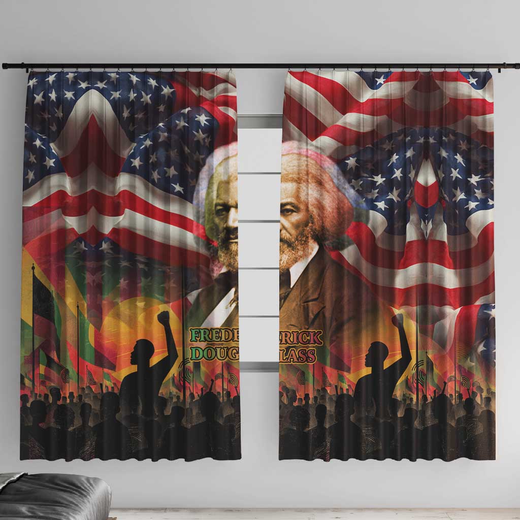 Frederick Douglass Window Curtain American Flag Background Powerful Quote Build Strong Children Civil Rights Tribute - Wonder Print Shop