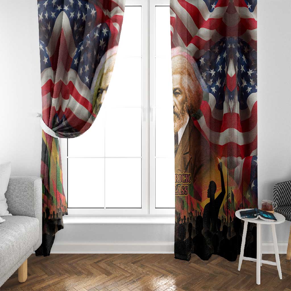 Frederick Douglass Window Curtain American Flag Background Powerful Quote Build Strong Children Civil Rights Tribute - Wonder Print Shop