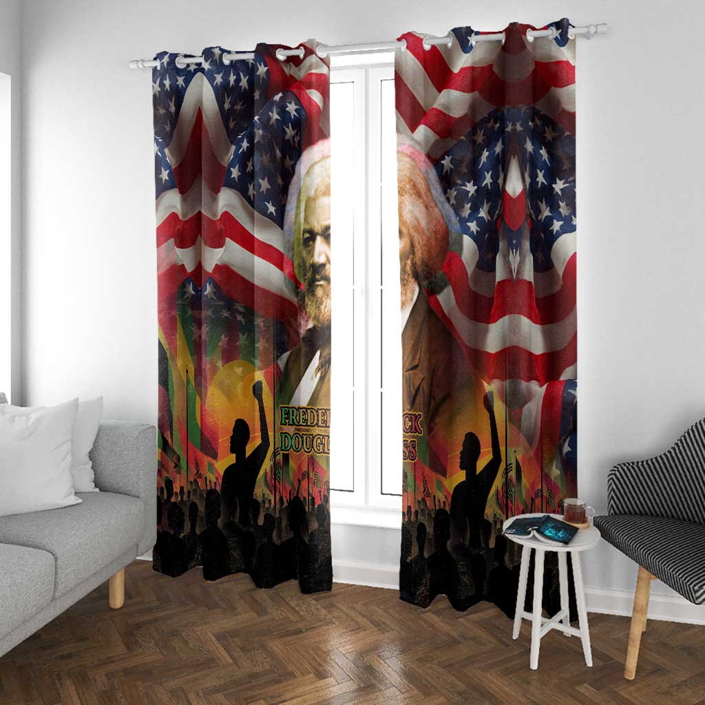 Frederick Douglass Window Curtain American Flag Background Powerful Quote Build Strong Children Civil Rights Tribute - Wonder Print Shop