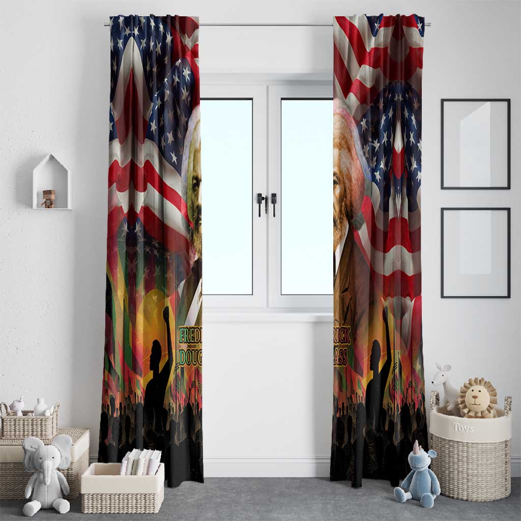 Frederick Douglass Window Curtain American Flag Background Powerful Quote Build Strong Children Civil Rights Tribute - Wonder Print Shop