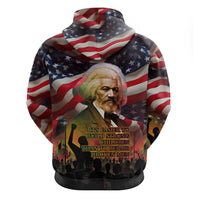 Frederick Douglass Zip Hoodie American Flag Background Powerful Quote Build Strong Children Civil Rights Tribute - Wonder Print Shop